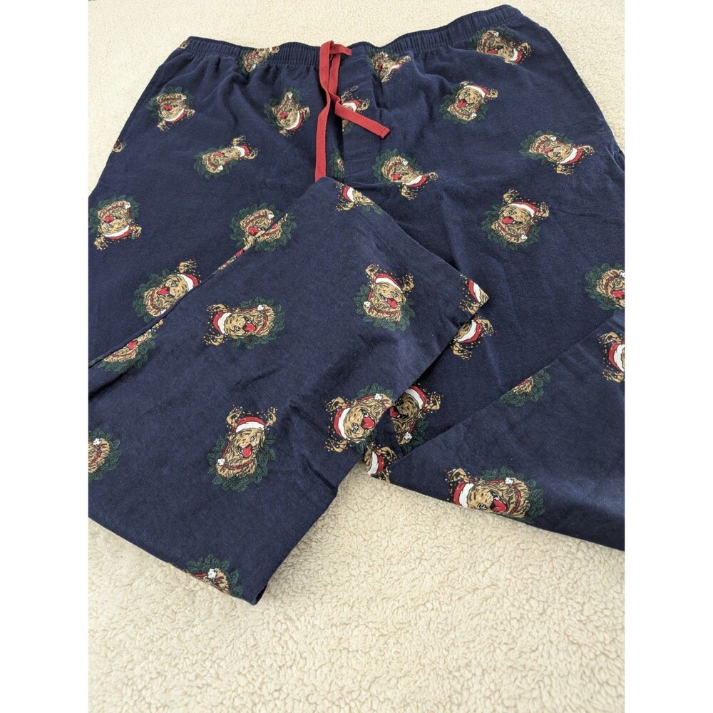 New Cotton Christmas Dogs Lounge Pants XL Flannel Pockets Thick Heavy Cotton